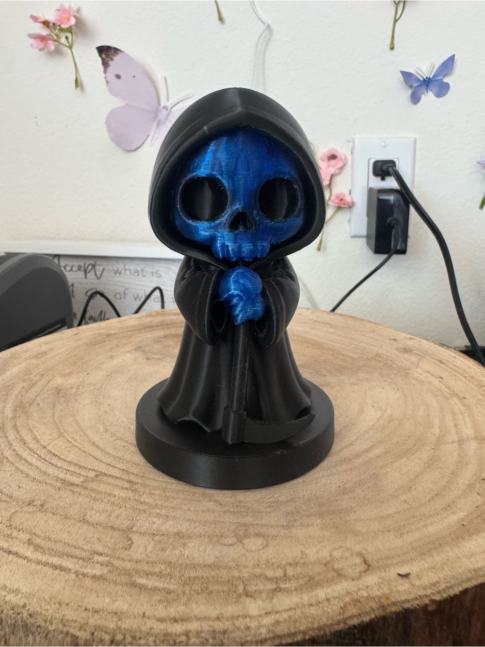 Blue Skull Grim Reaper Figurine - Home Art Decor